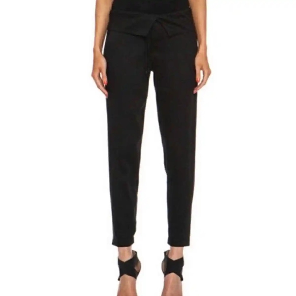 Vince Black Fold Over Waist High Rise Linen Blend Pants Size 2